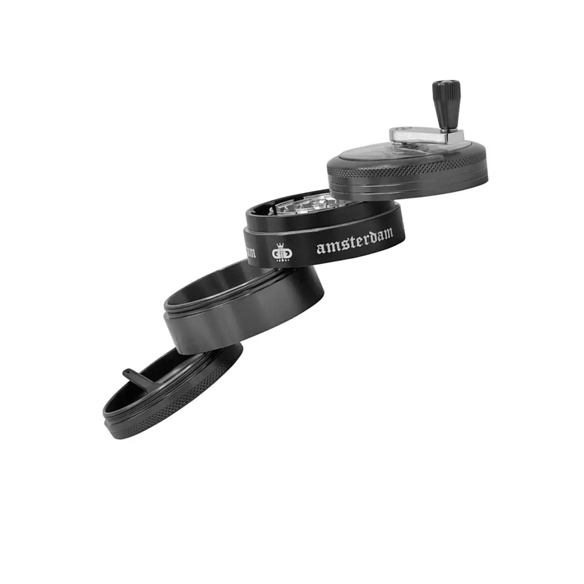 Grace Glass Amsterdam Broyeur à manivelle - noir 63mm 