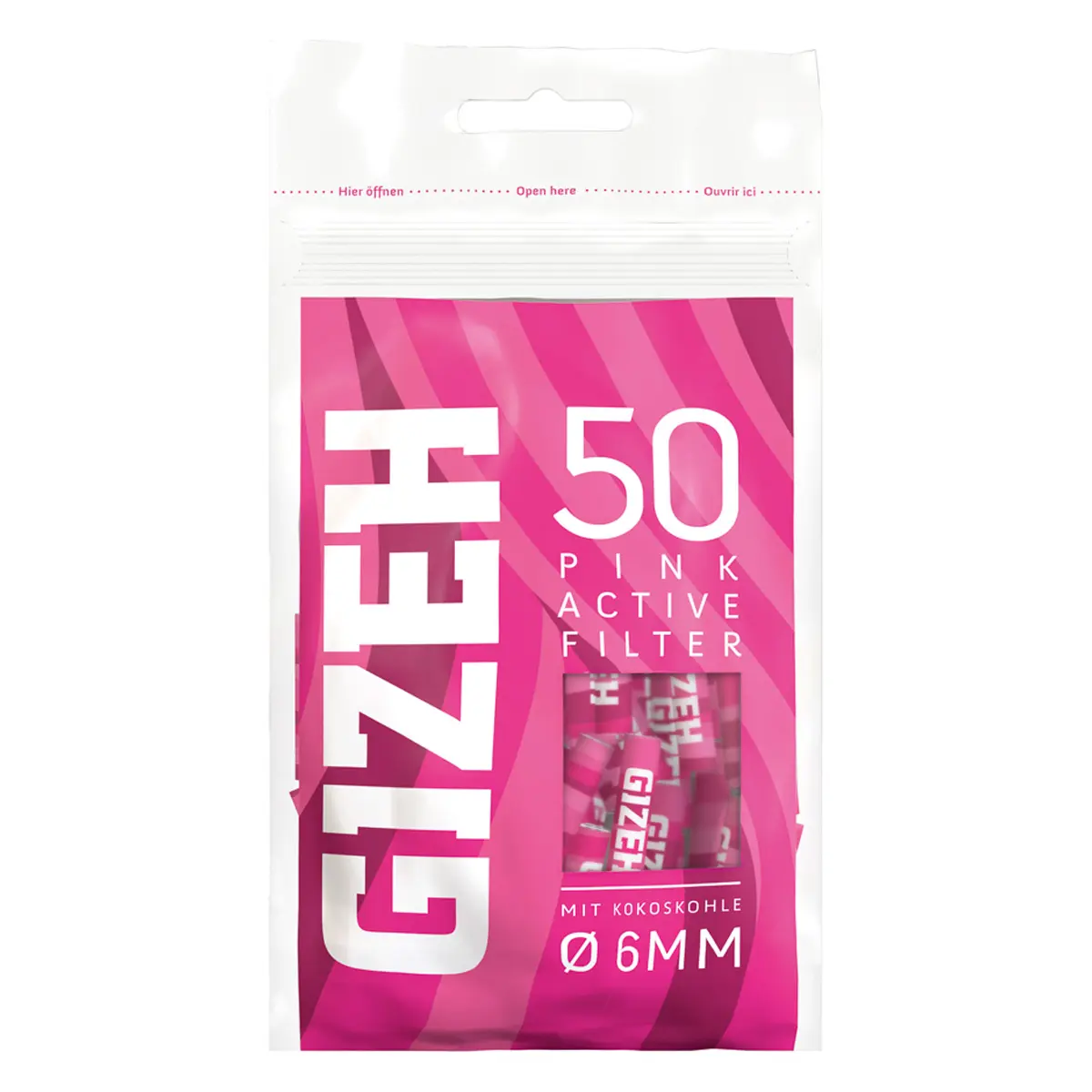 Filtre à charbon actif Gizeh Slim 6 mm Pink