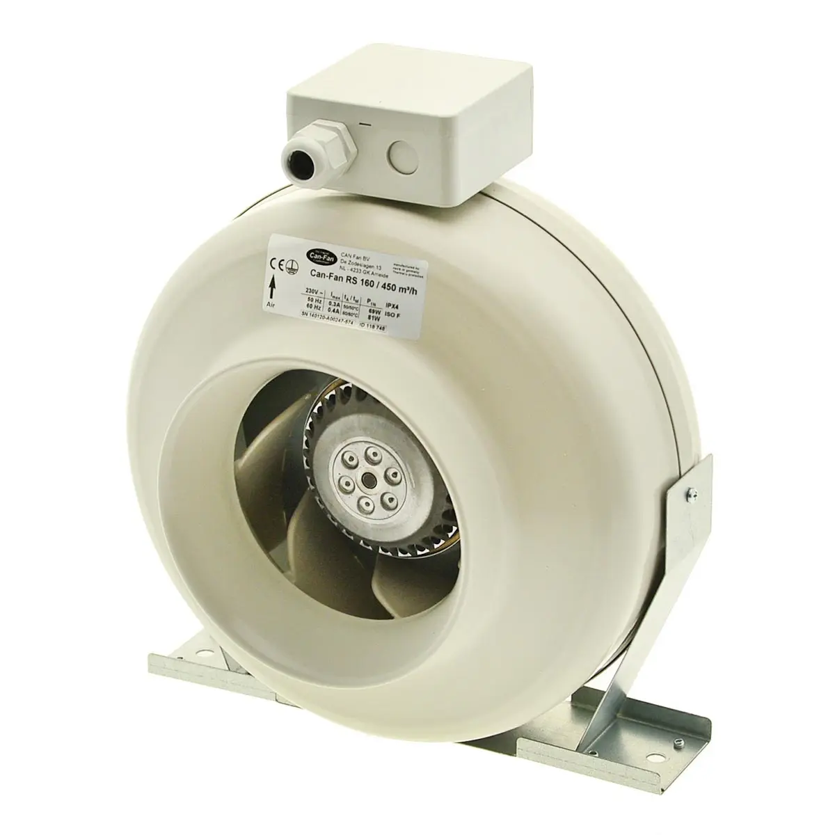 Can-Fan (Ruck) Metal ventilateur inline RS160 - 160mm - 450m³/h