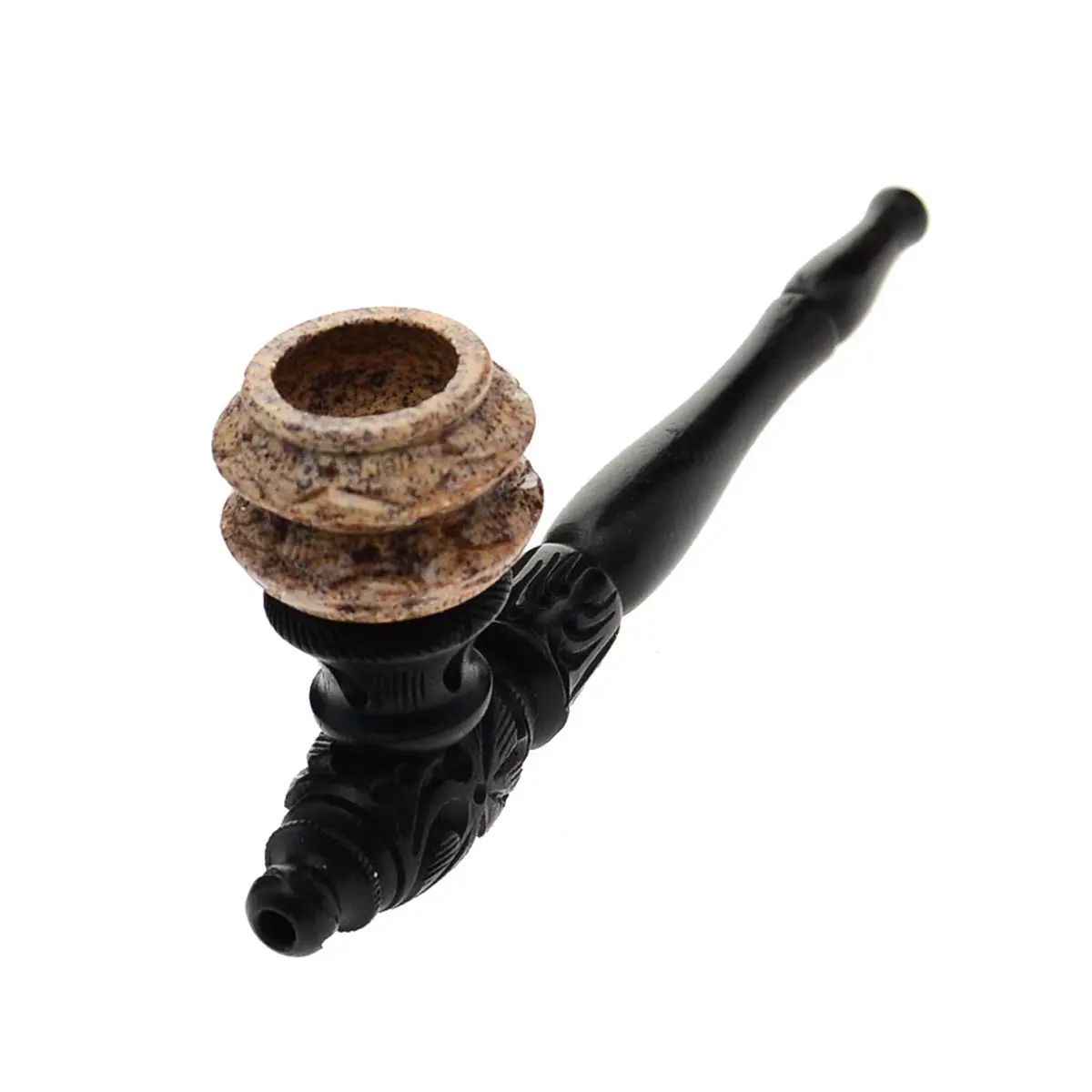 Pipe en bois grande avec foyer en stéatite - 15,5cm