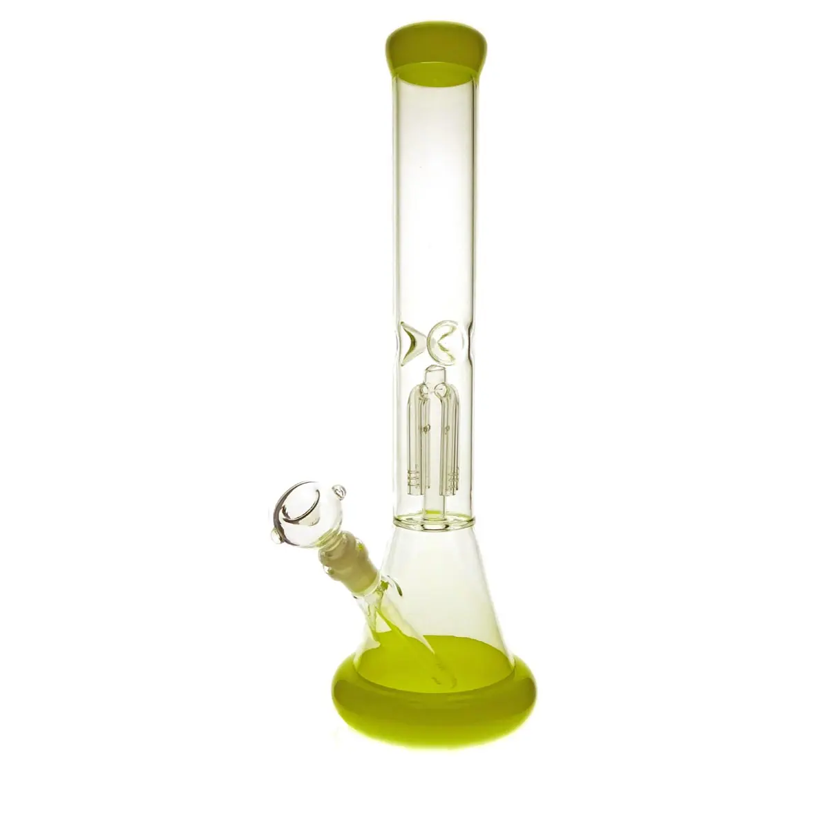 Bong en verre Ice avec percolateur à 4 bras jaune