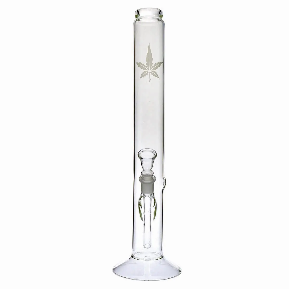 Bong en verre plié avec feuille de chanvre  - 42cm