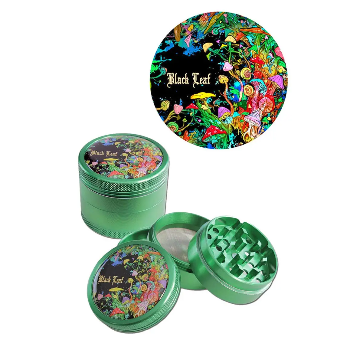 Black Leaf Mandala Grinder 50mm "Mushroom"