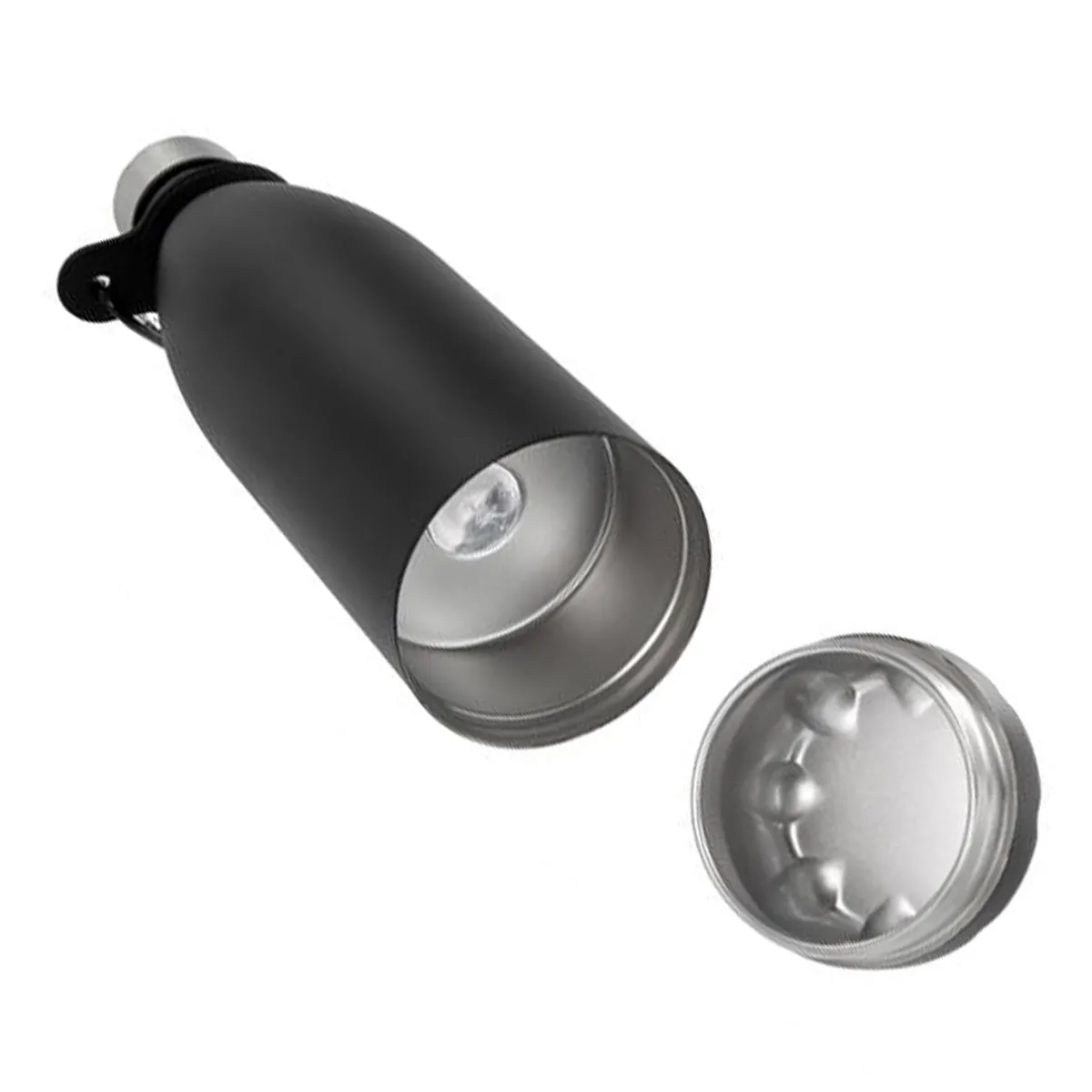 Bouteille en acier inoxydable avec compartiment caché - noir