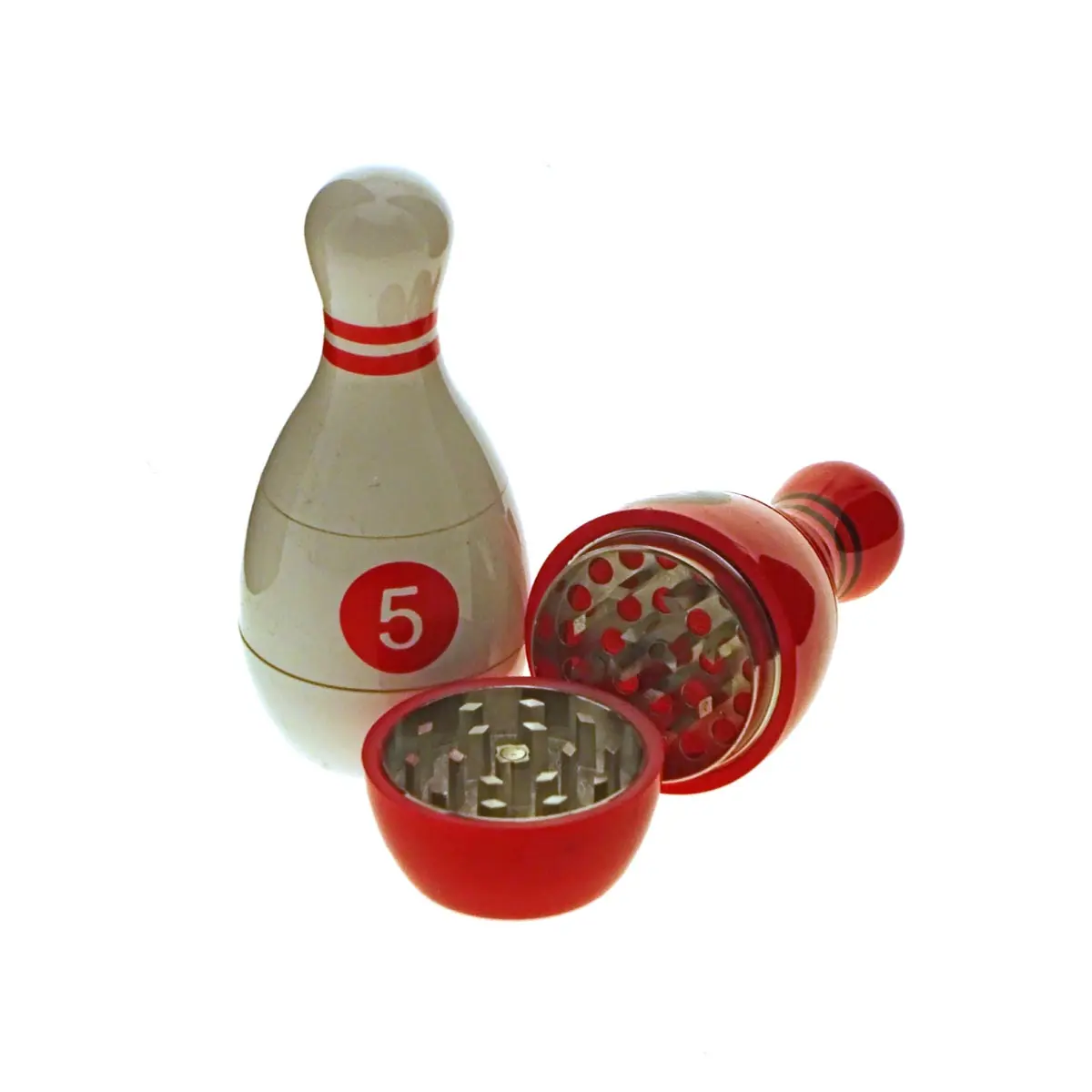 Metall Mühle/Grinder/Polinator, 3-teilig, 6er Display, "Bowling"