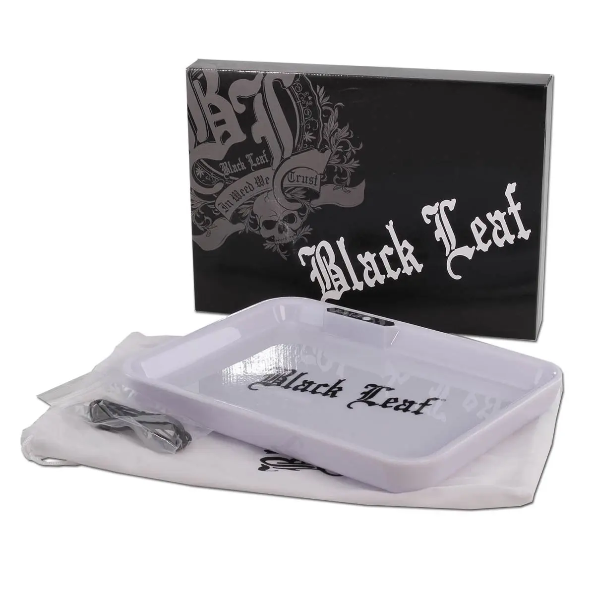 Black Leaf LED Rolling Tray weiss