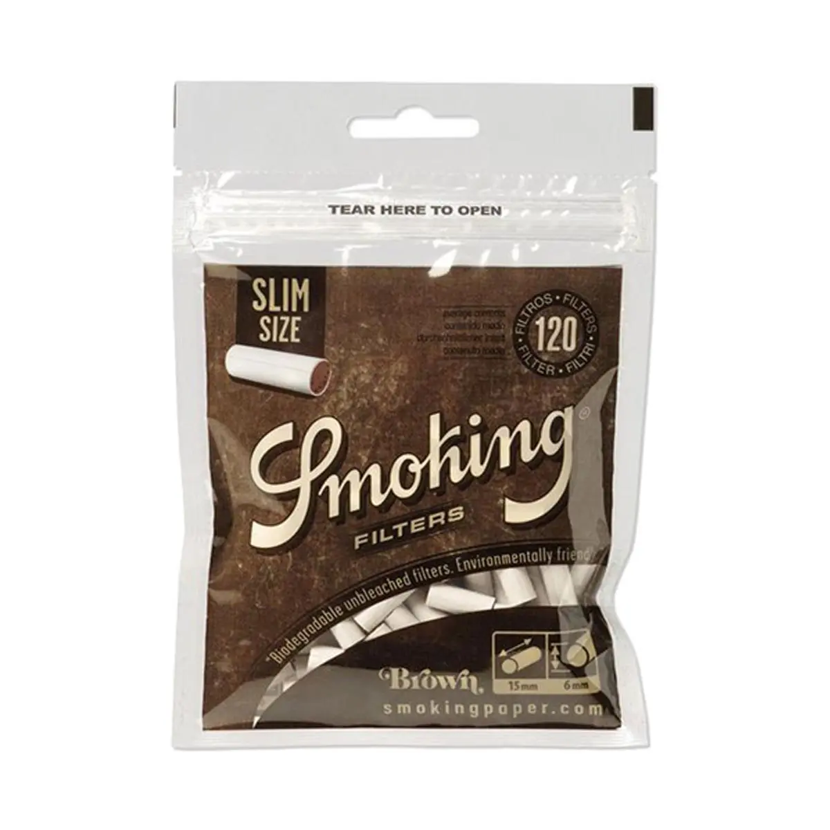 Smoking filtres - Brown Unbleached Slim 120 pcs.