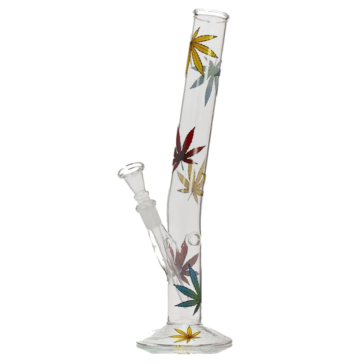 Bang en verre avec feuille de chanvre colorée 32cm 14,5