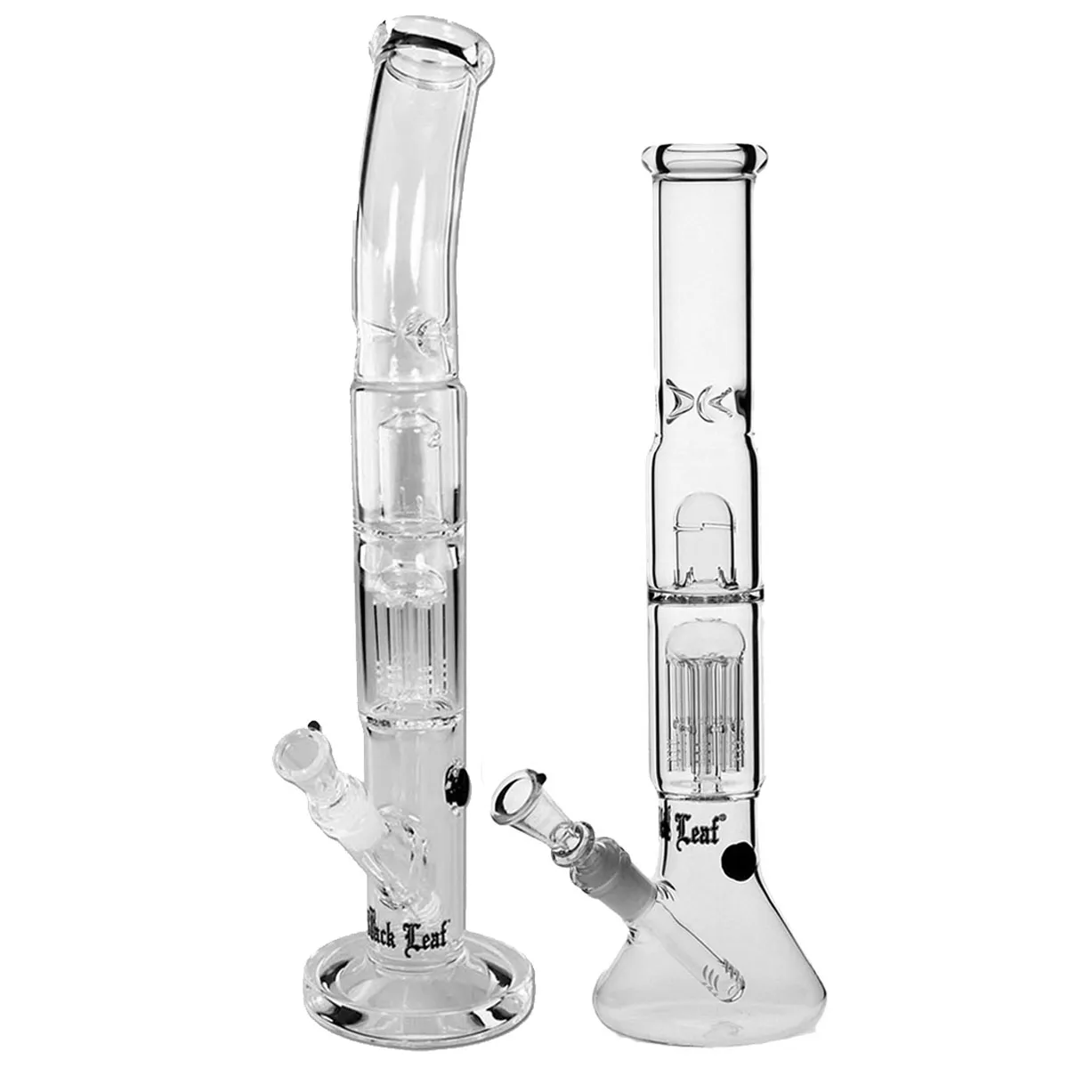 Black Leaf Perc bong in vetro con Splashguard