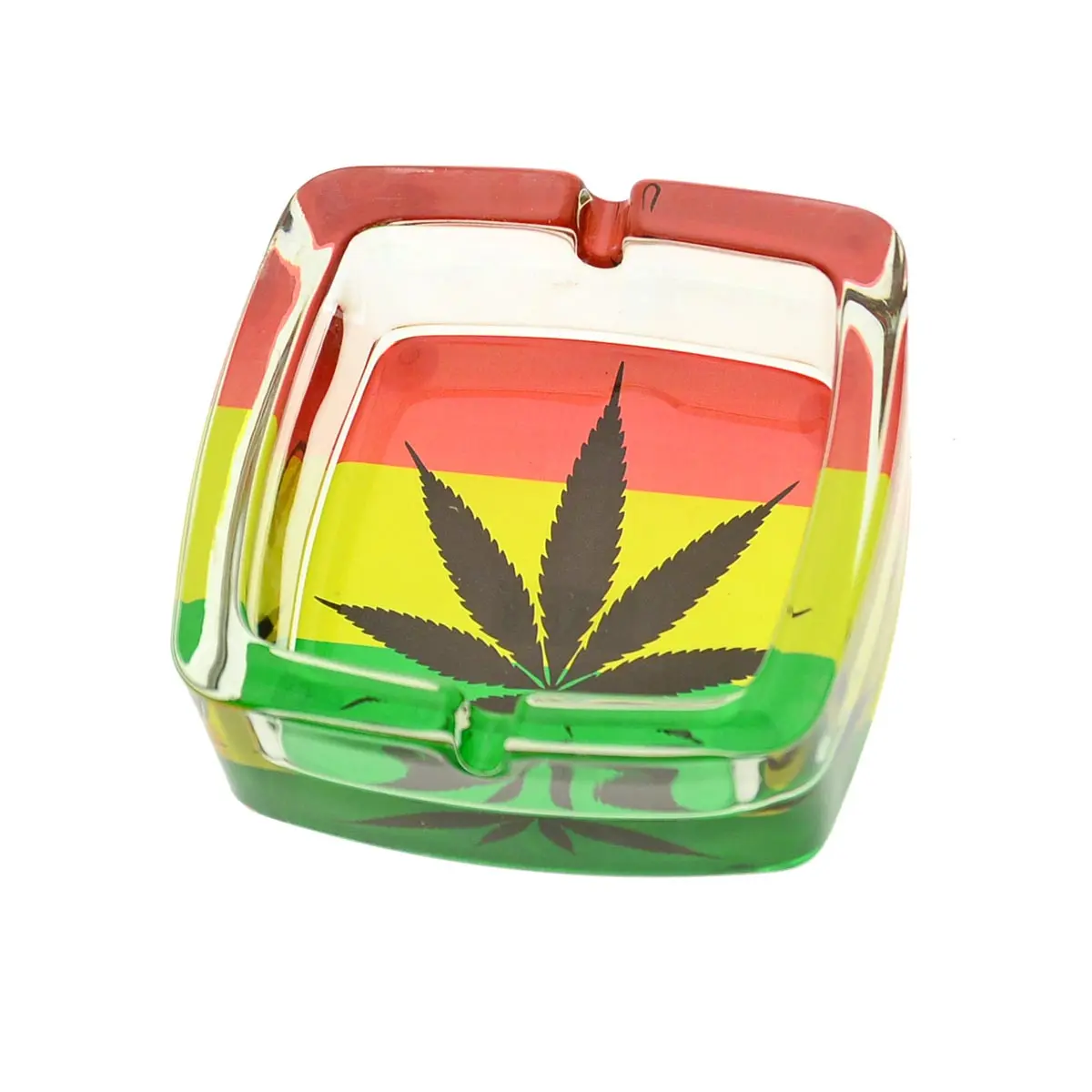 Cendrier carré en verre "Leaf"
