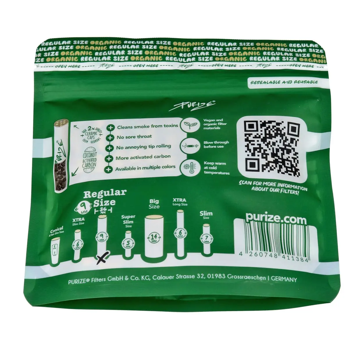 Filtre à charbon actif PURIZE® - Taille normale 50x