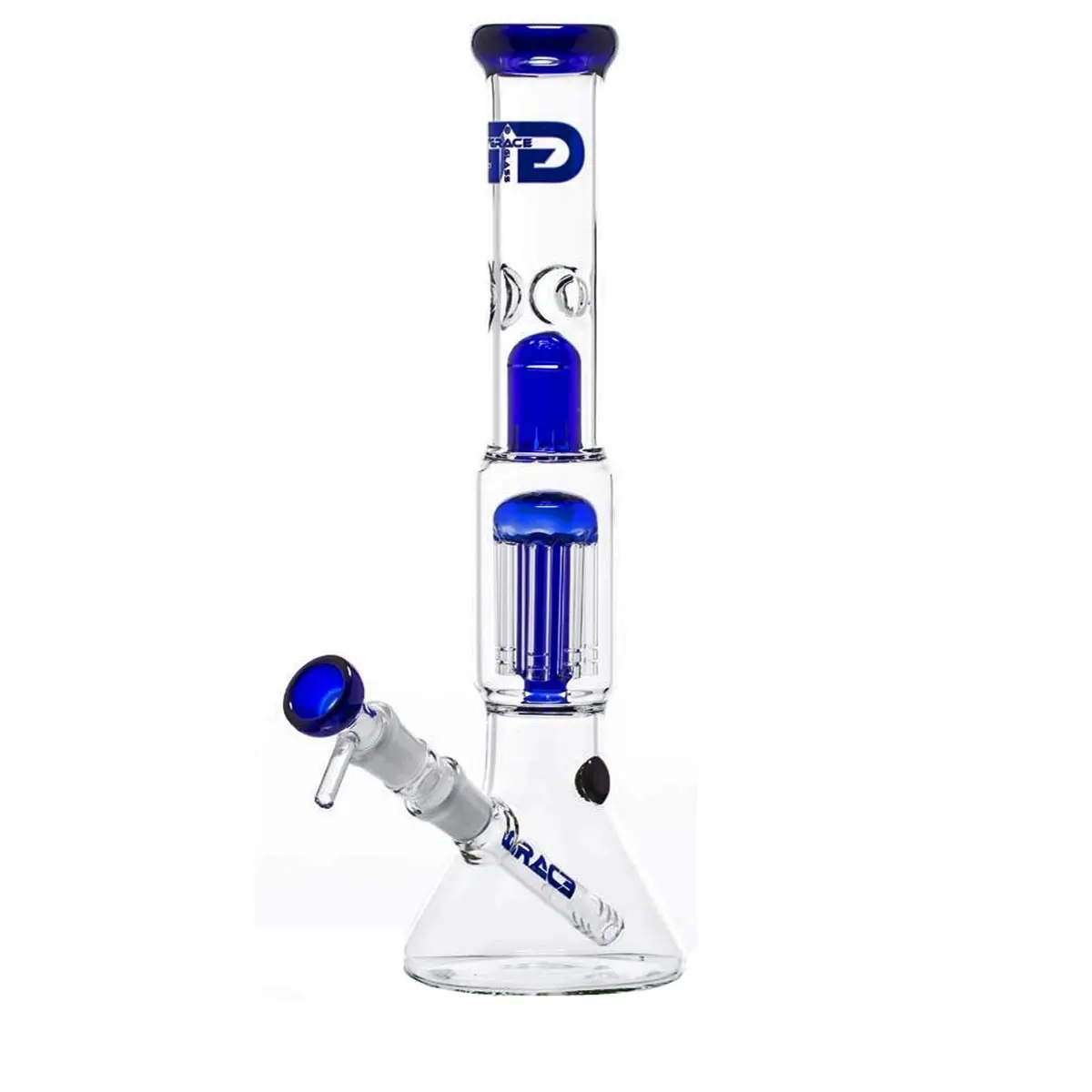 Grace Glass bang en verre "Prurient Blue Penny" 35cm