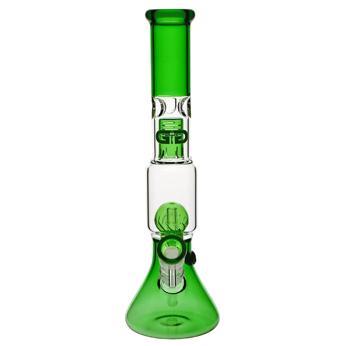 Grace Glass Bong en verre "Rounded Green Ramona" 35 cm