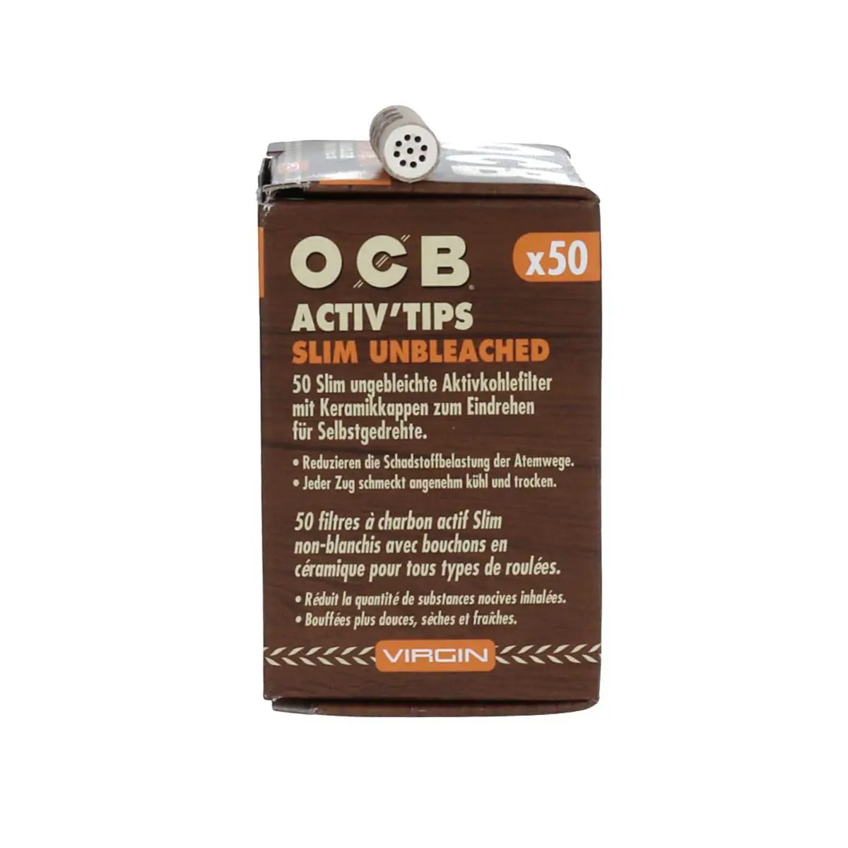 OCB Activ' Tips Slim Unbleached 7mm - 50pcs
