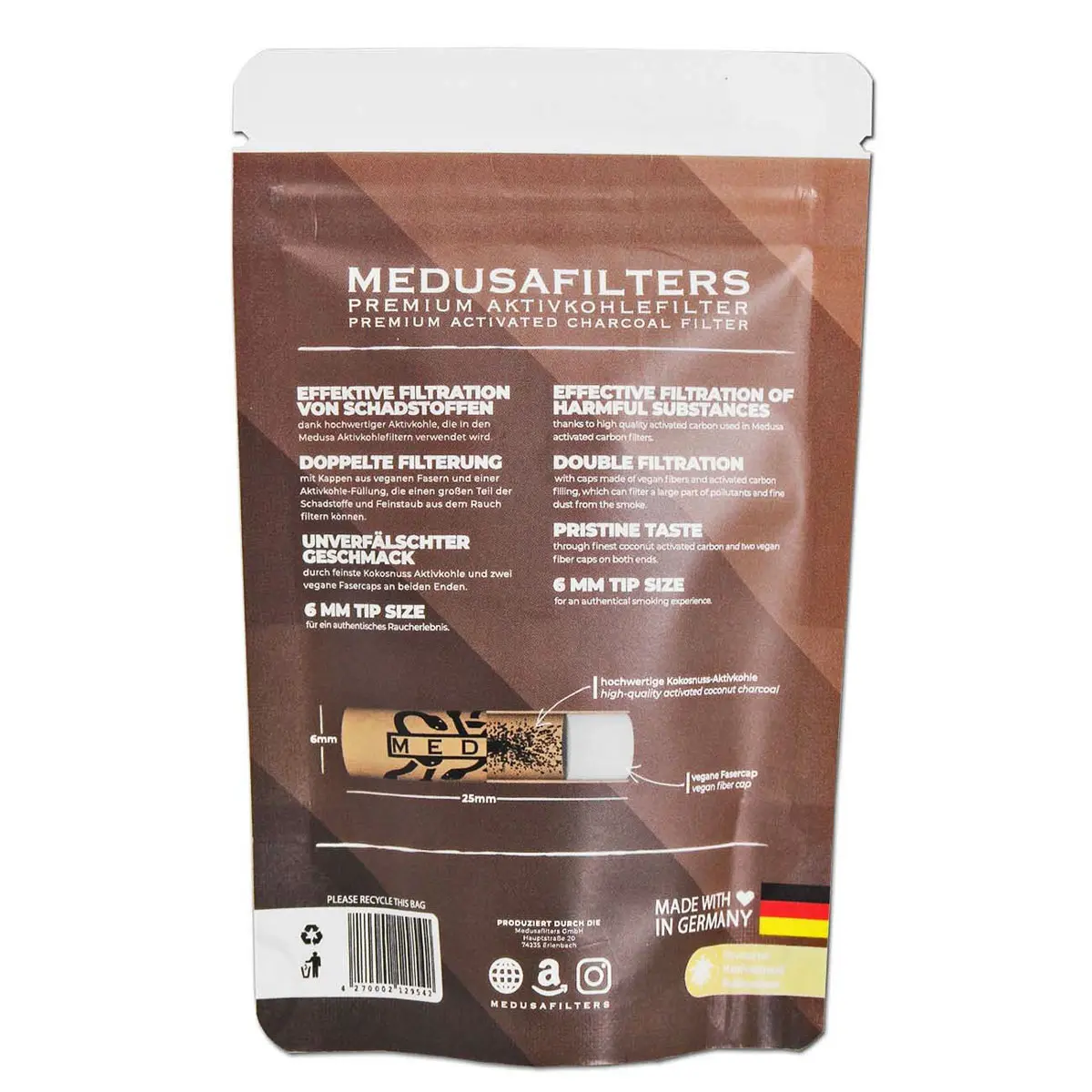 Filtre à charbon actif Medusa 6mm