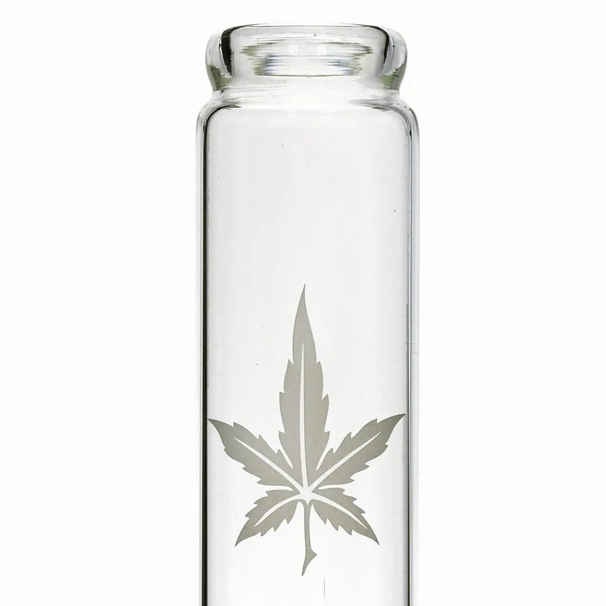 Bong en verre plié avec feuille de chanvre  - 42cm