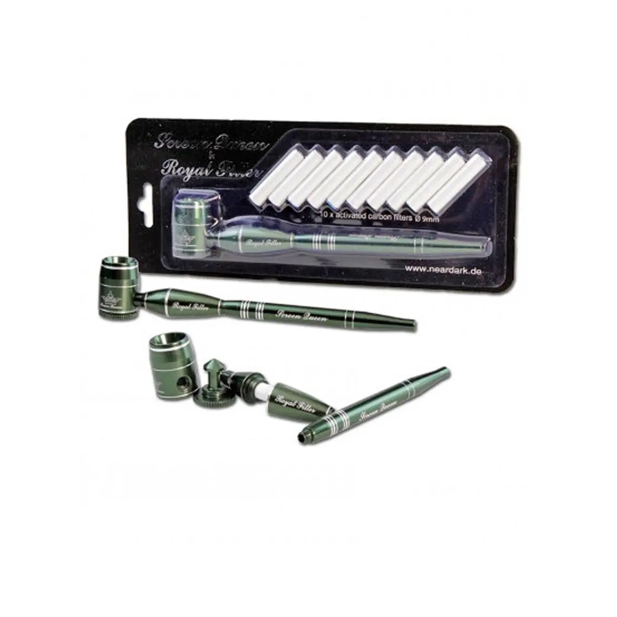 Pipe 'Screen Queen' avec adaptateur 'Royal Filter' vert