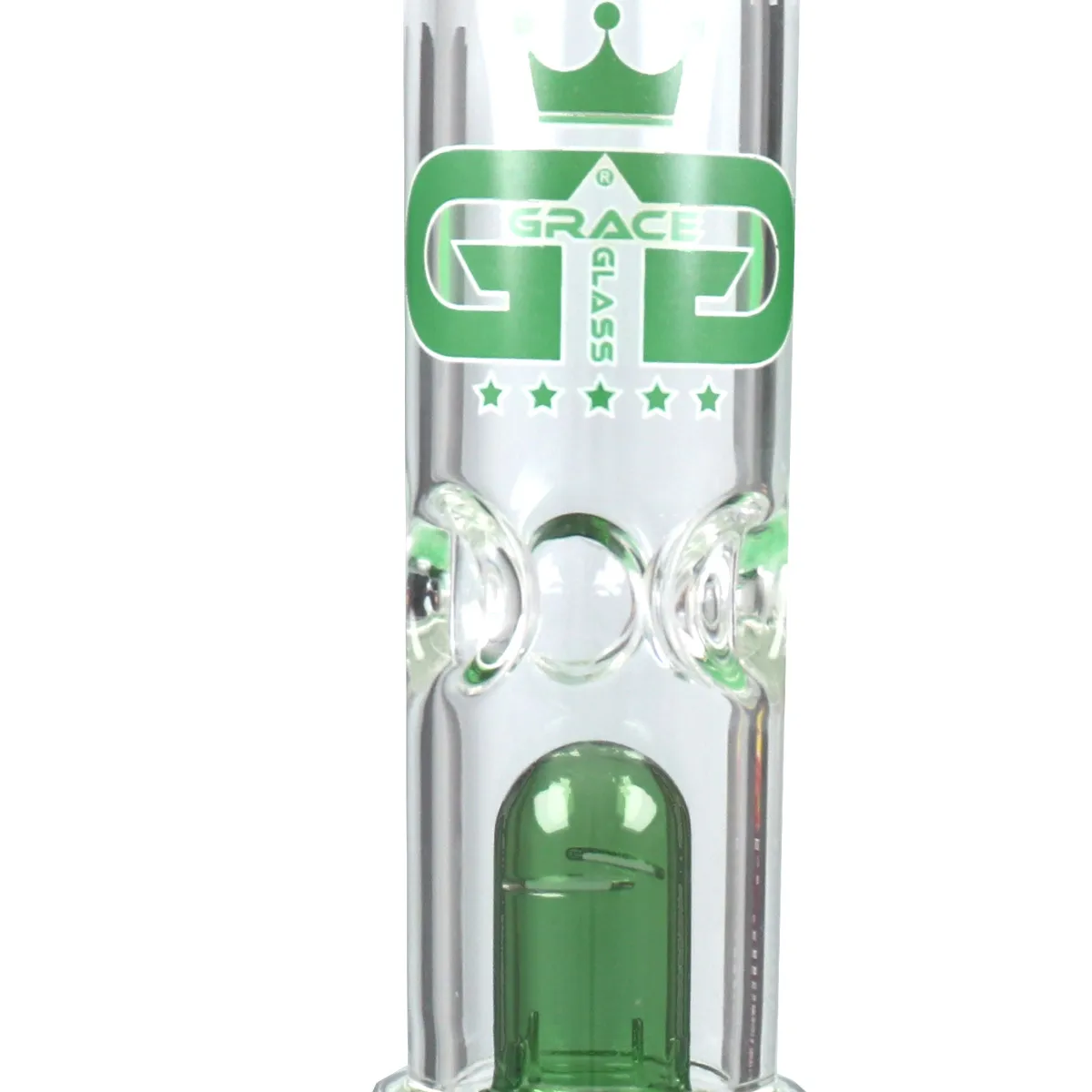 Grace Glass bang en verre "Prurient Green Penny" 35cm