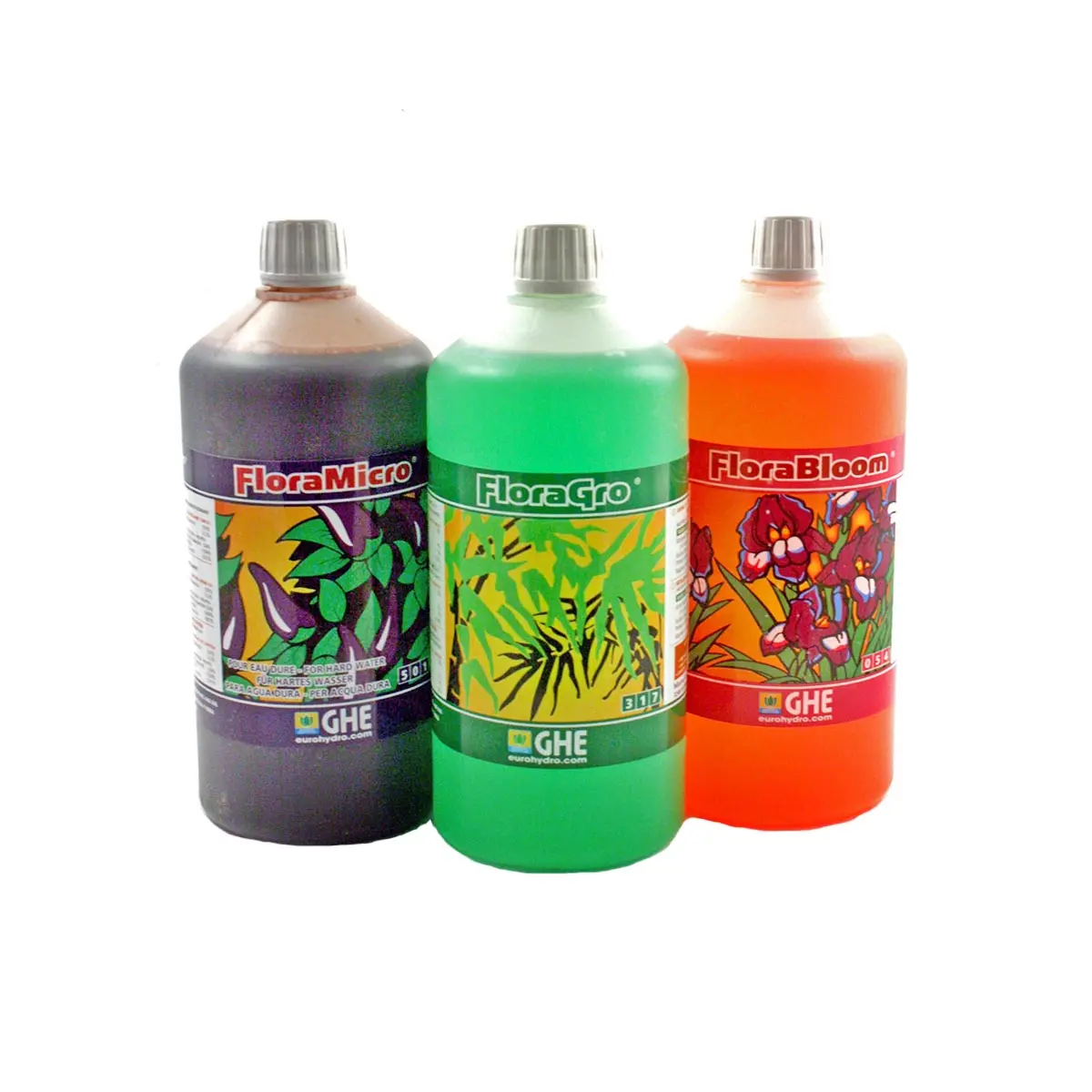 GHE Flora kit, 3 x 1 litre (eau dure)