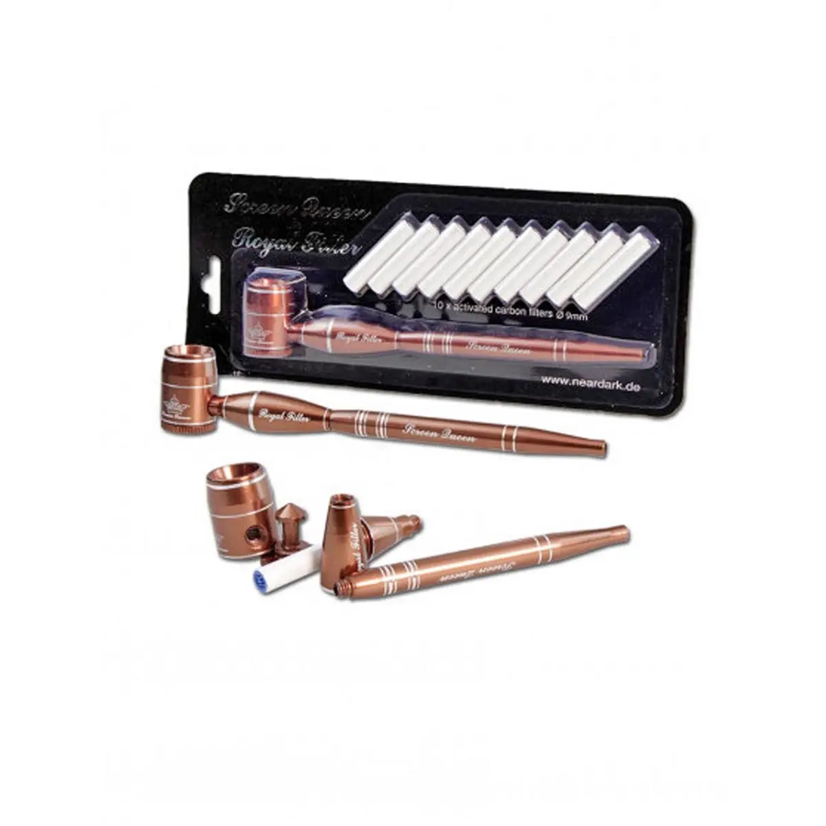 Pipe 'Screen Queen' avec adaptateur 'Royal Filter' ambre