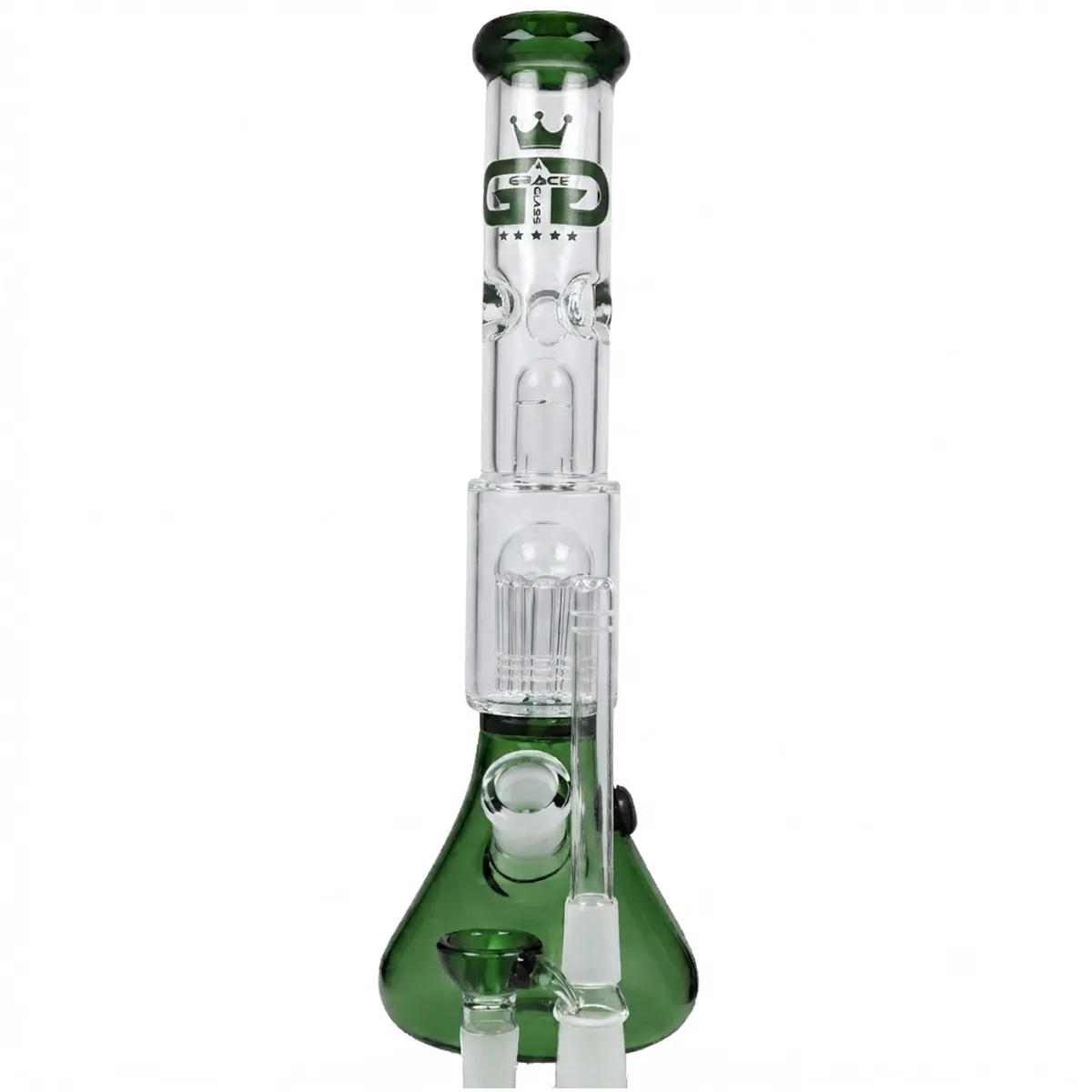 Grace Glass bang en verre "Prurient Green Penny" 35cm