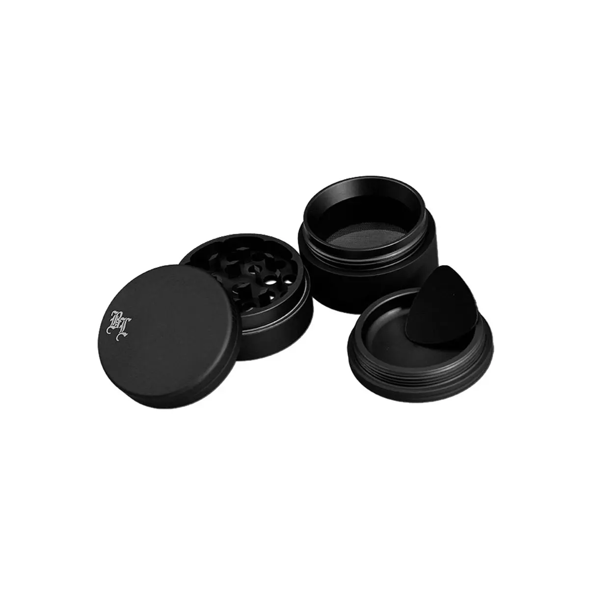 Meuleuse en aluminium Black Leaf 4 pièces mattes - noir