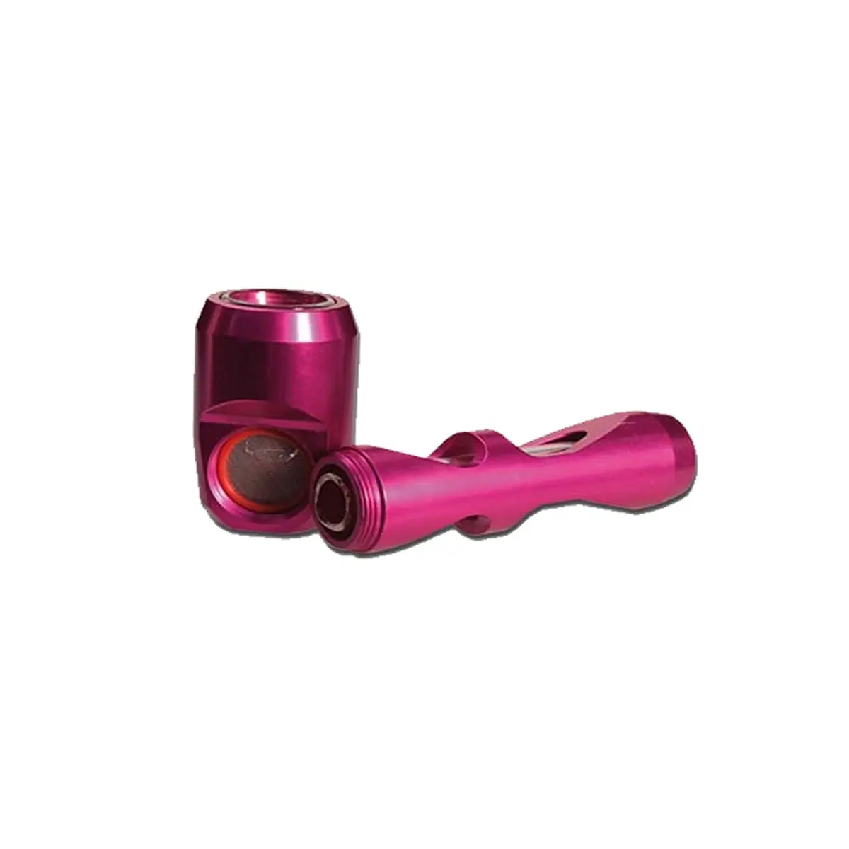 Pipe métallique 'Hammer Pipe' avec insert en verre rouge