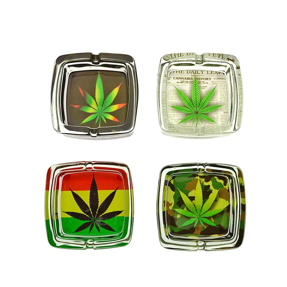 Cendrier carré en verre "Leaf"