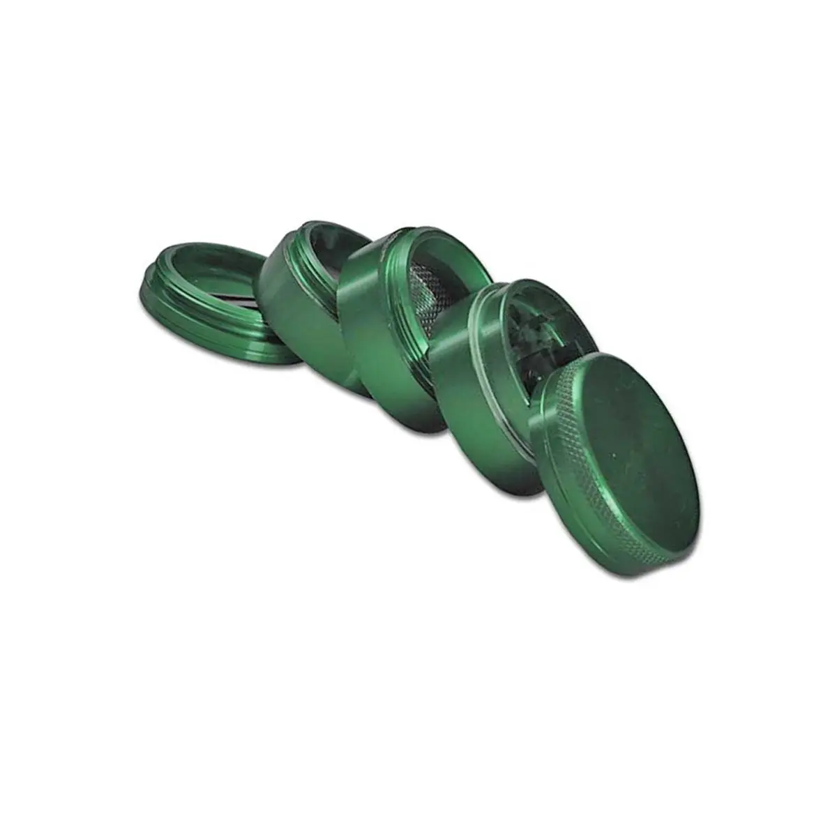 Grinder en aluminium 5 pcs. avec double tamis vert