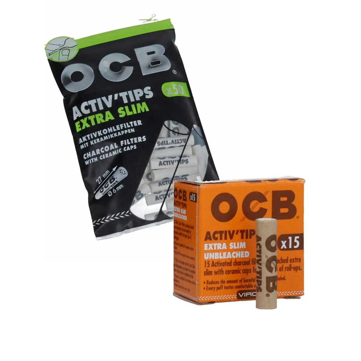 OCB Activ' Tips Extra Slim / unbleached 6mm 