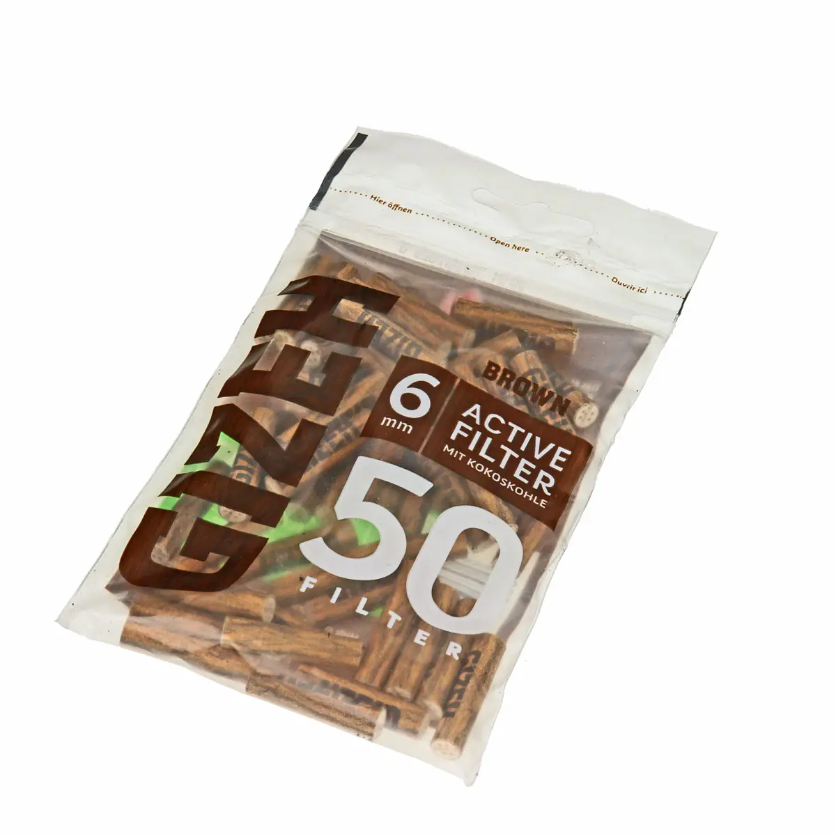Filtre à charbon actif Gizeh Slim 6 mm Brown