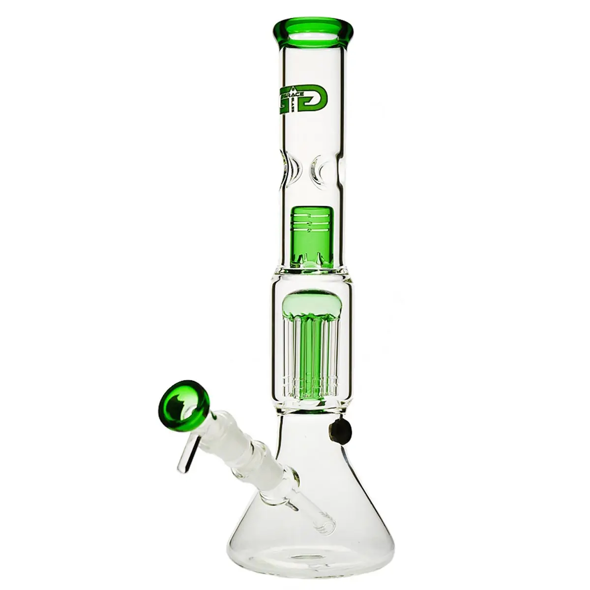 Grace Glass bang en verre "Prurient Green Penny" 35cm
