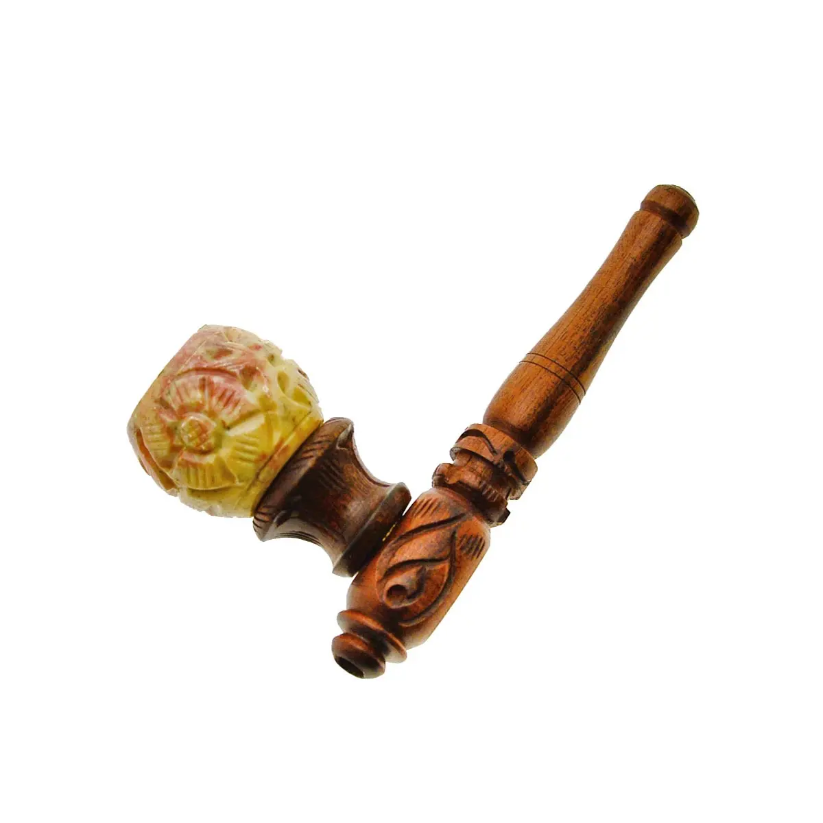 Pipe en bois avec foyer en stéatite - 10cm