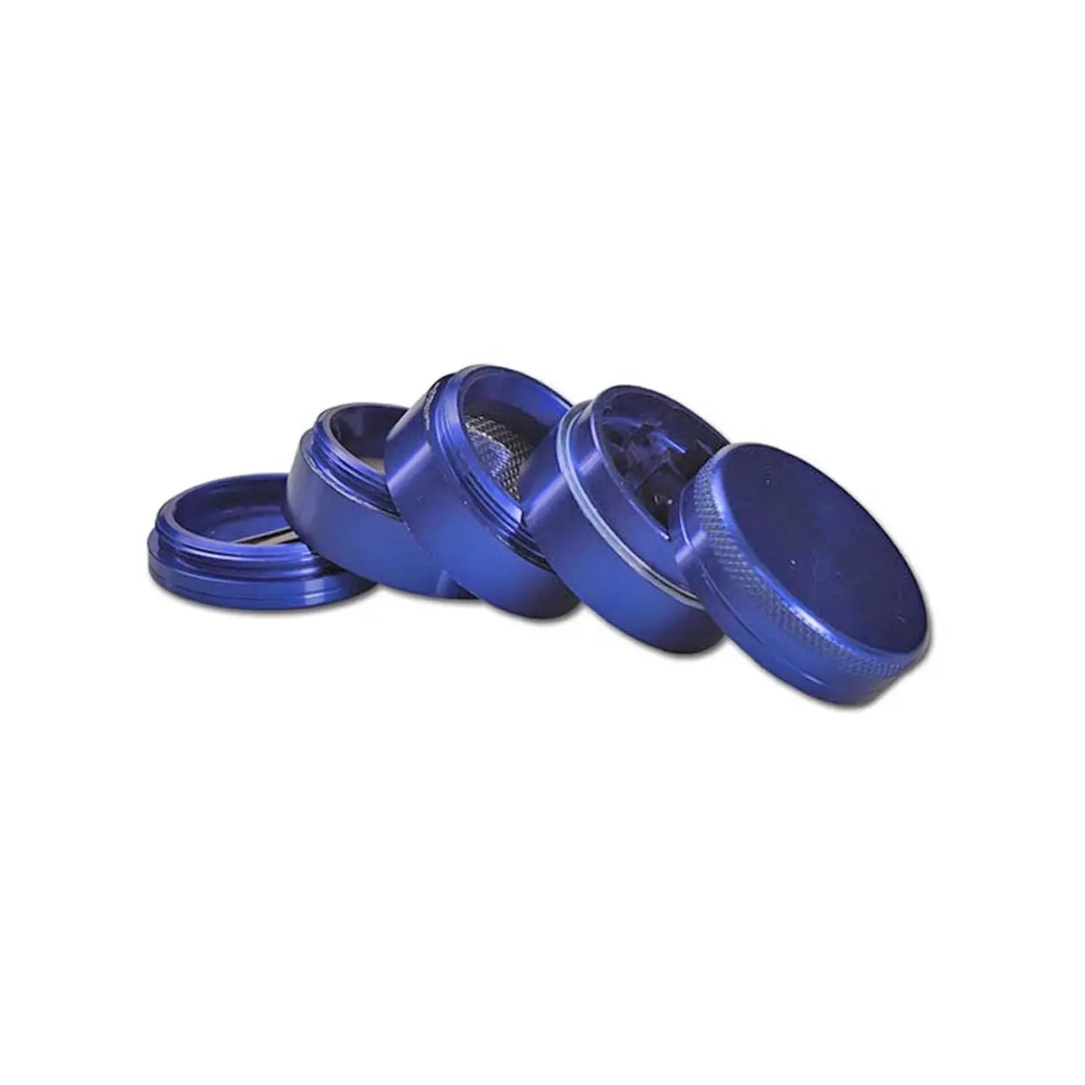 Grinder en aluminium 5 pcs. Avec double tamis bleu