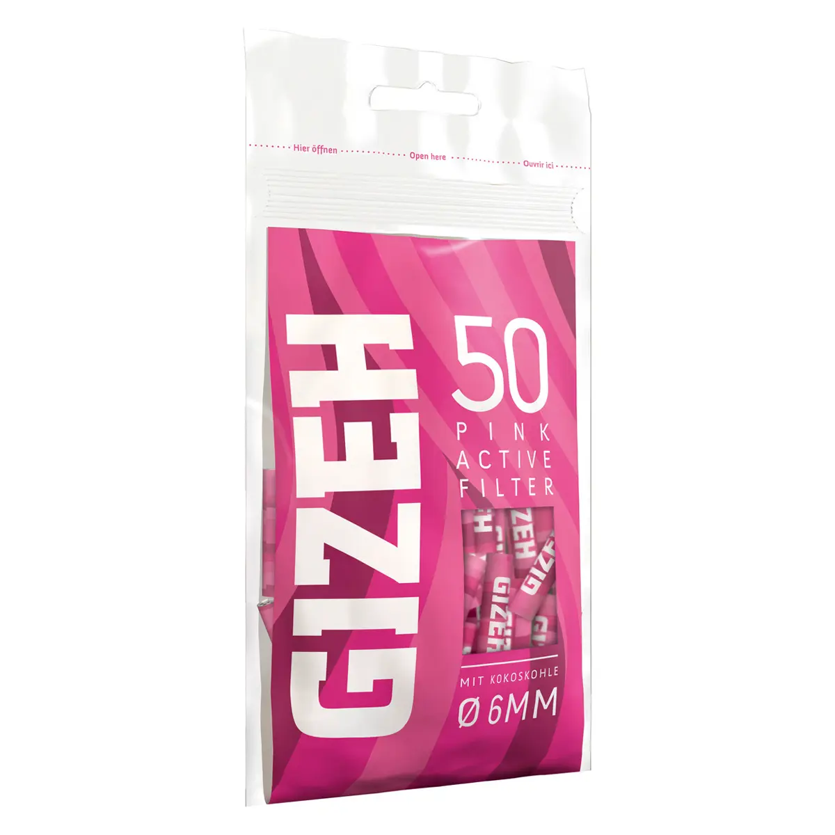 Filtre à charbon actif Gizeh Slim 6 mm Pink