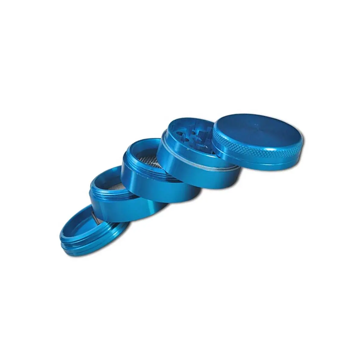 Grinder en aluminium 5 pcs. avec double tamis turquoise