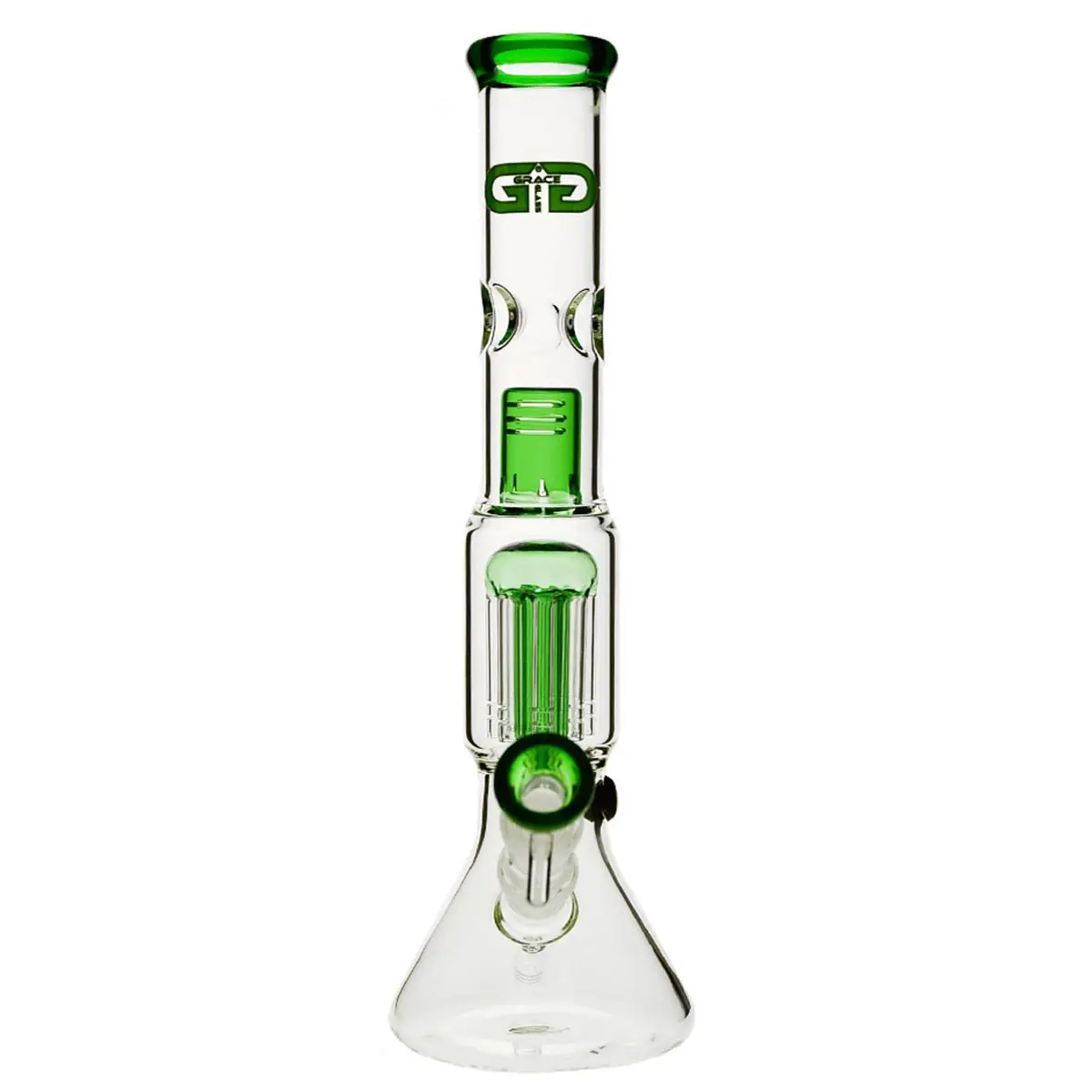 Grace Glass bang en verre "Prurient Green Penny" 35cm