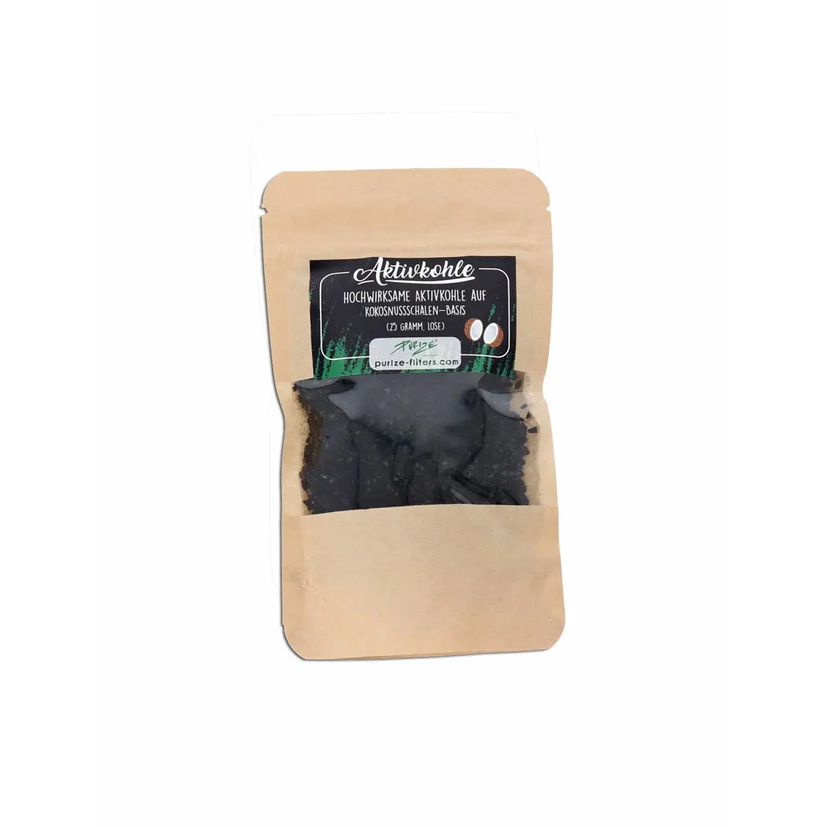 Coques de noix de coco PURIZE® - charbon actif, en vrac 25g