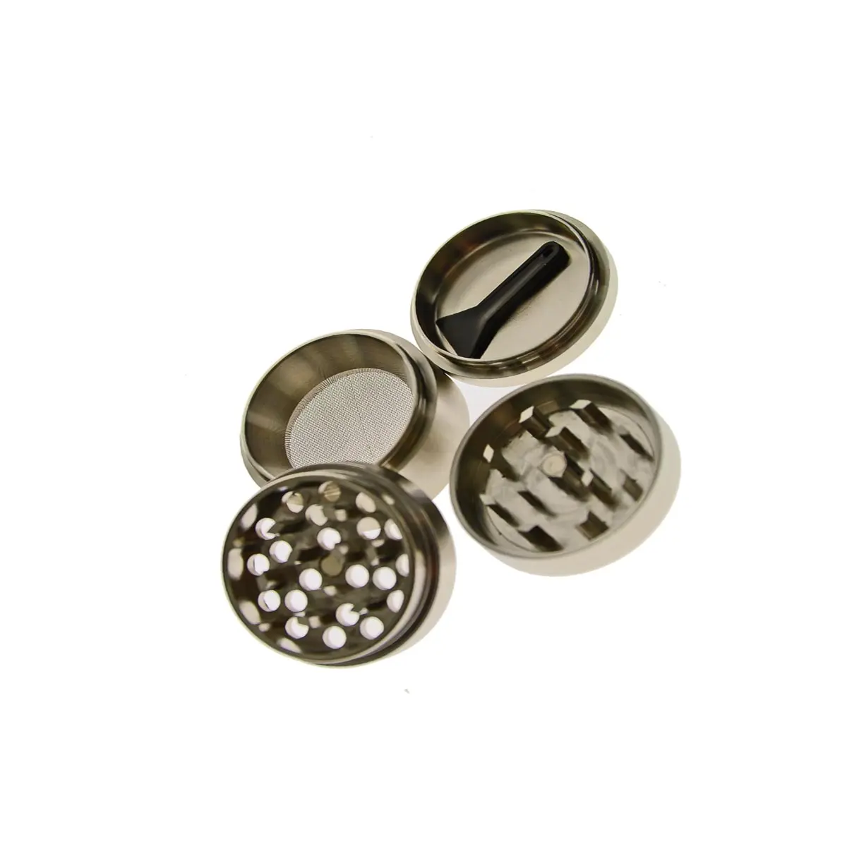 Grinder Black Leaf en acier inoxydable 4 pièces - 38 mm