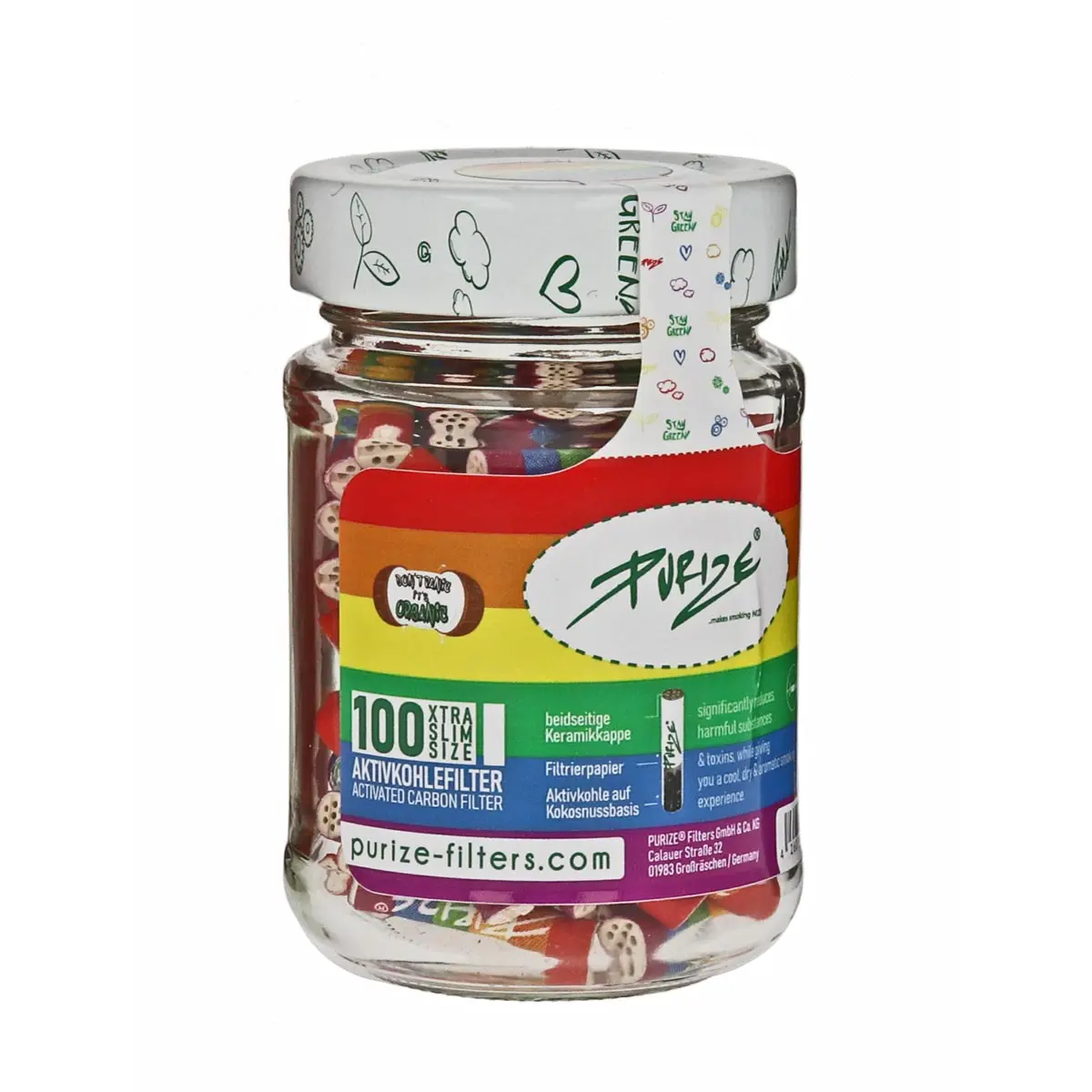 Filtre à charbon actif PURIZE® - XTRA Slim Size 100er - Rainbow