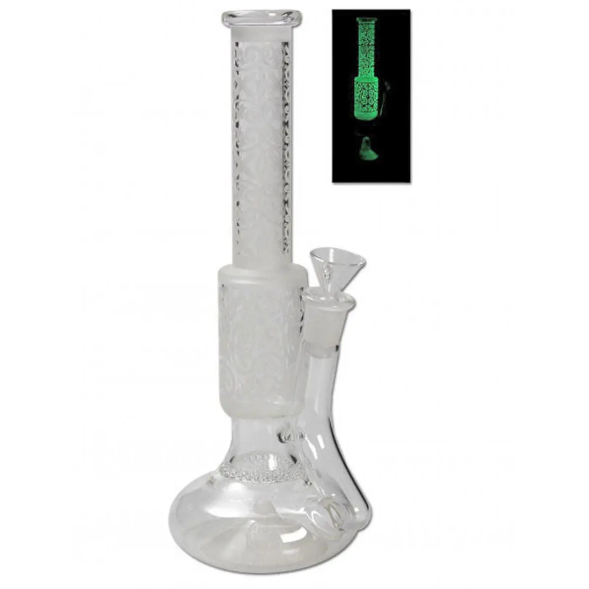 Glow in Dark Bang en verre HoneyComb vert
