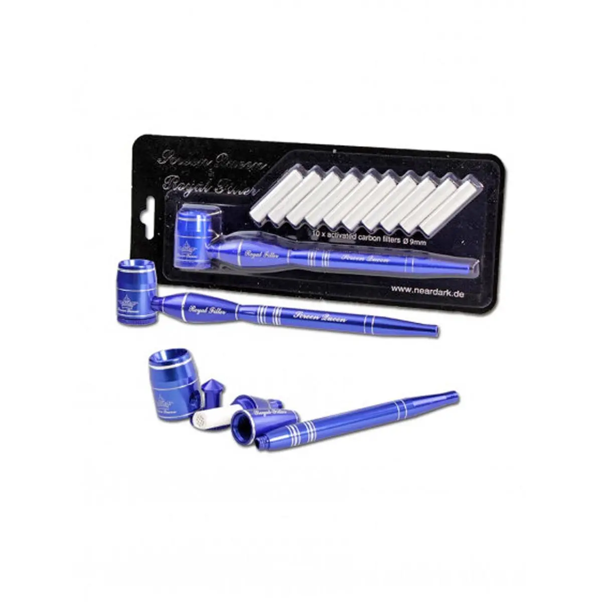 Pipe 'Screen Queen' avec adaptateur 'Royal Filter' bleu