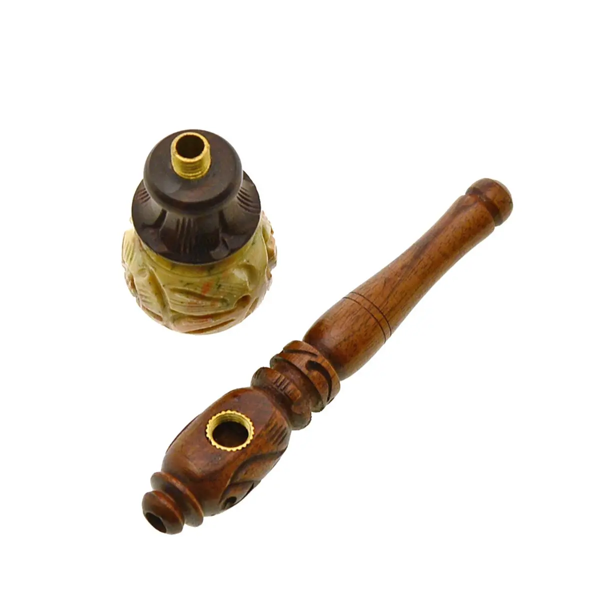 Pipe en bois avec foyer en stéatite - 10cm