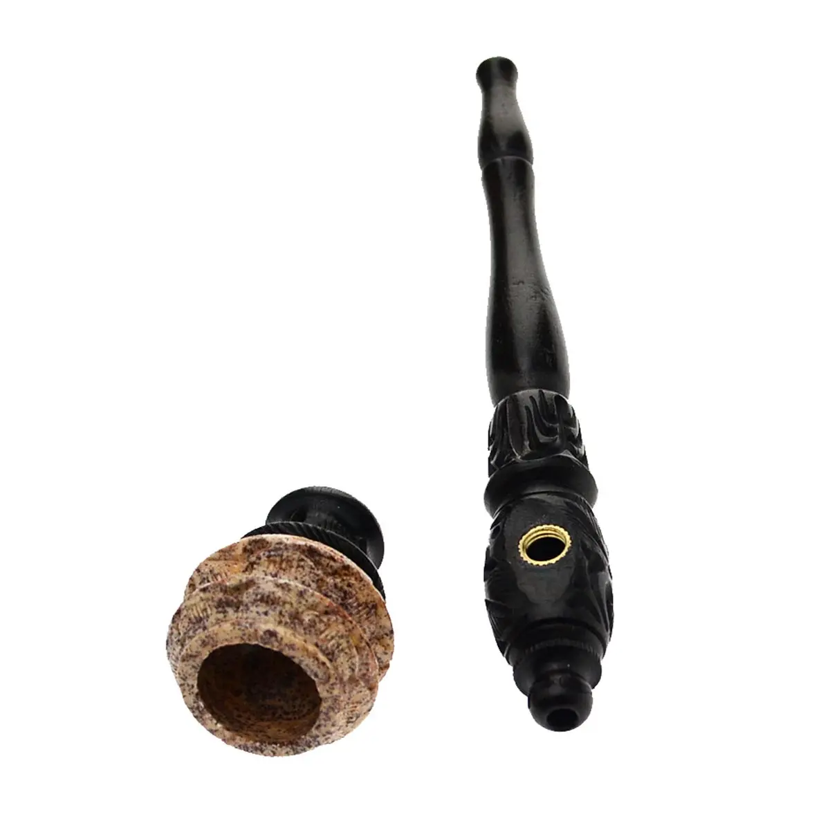 Pipe en bois grande avec foyer en stéatite - 15,5cm