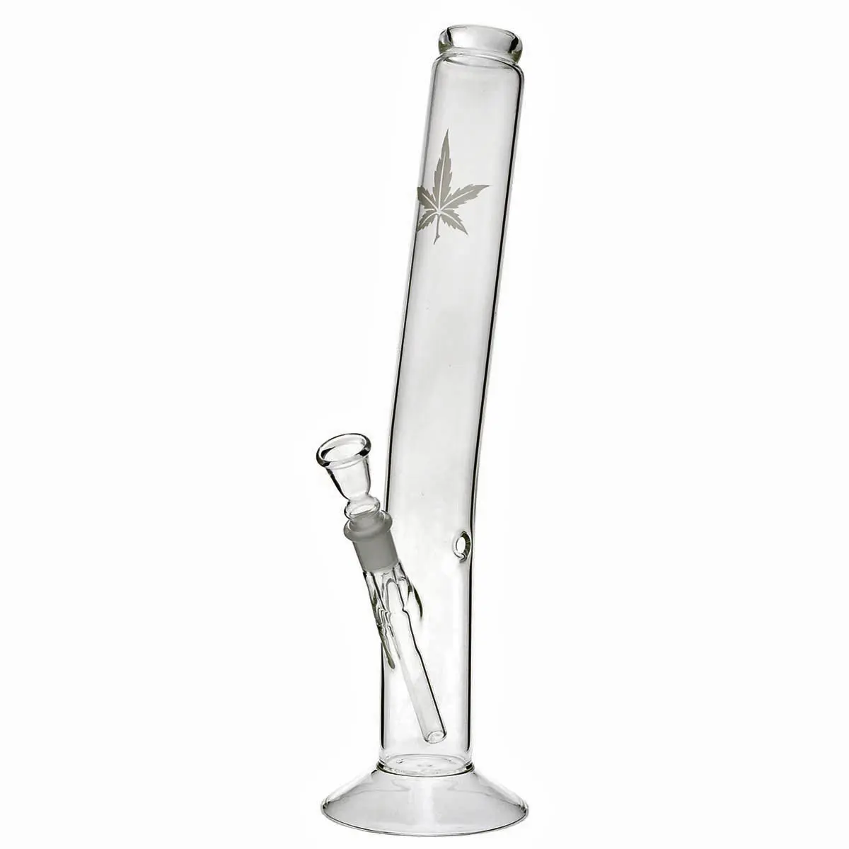 Bong en verre plié avec feuille de chanvre  - 42cm