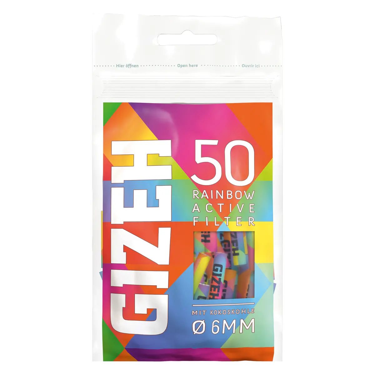 Filtre à charbon actif Gizeh Slim 6 mm Rainbow