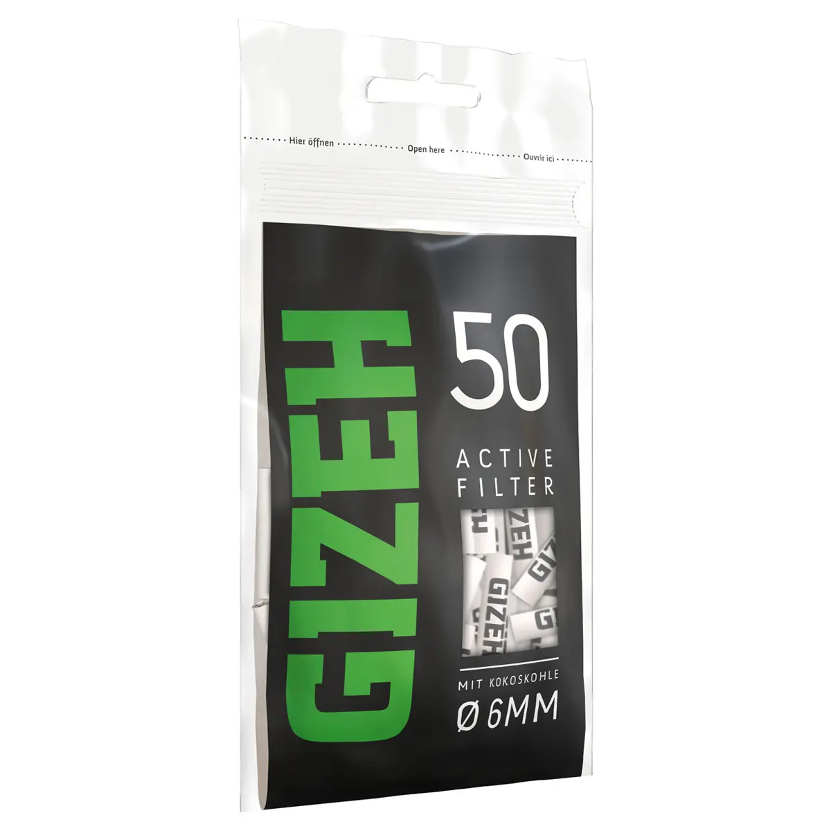 Filtre à charbon actif Gizeh Slim 6 mm Black