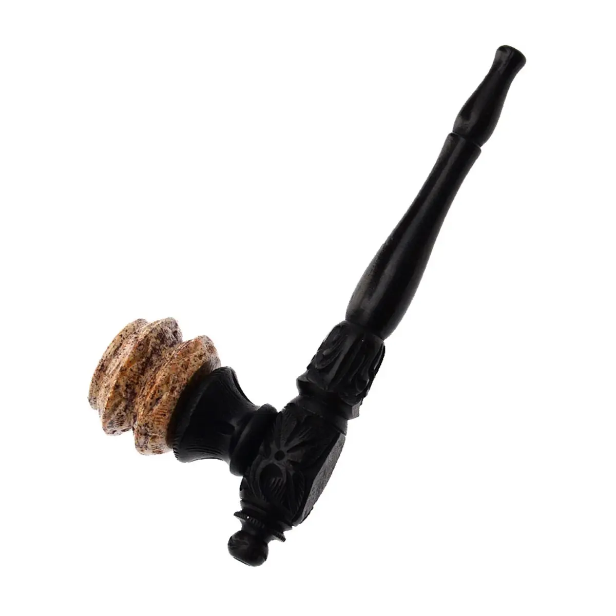 Pipe en bois grande avec foyer en stéatite - 15,5cm