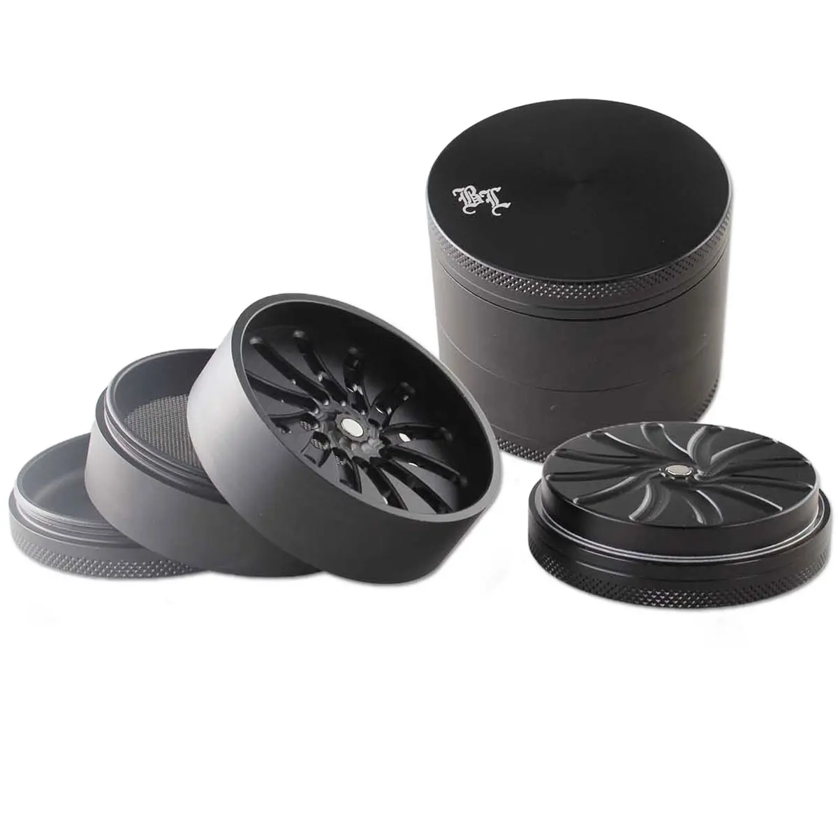Black Leaf Masher Grinder Aluminium sans dents 4 pièces