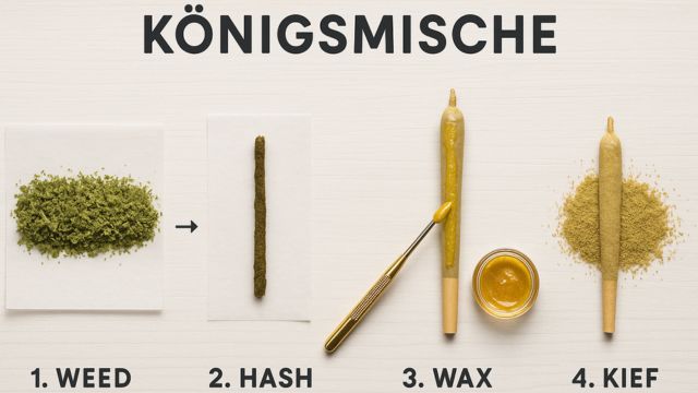 Zutaten für eine Königsmische Weed, Hasch, Kief, Wachs